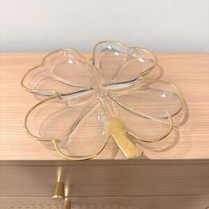 Vintage Jeannette Glass Co. Four Leaf Clover Divided Serving Dish